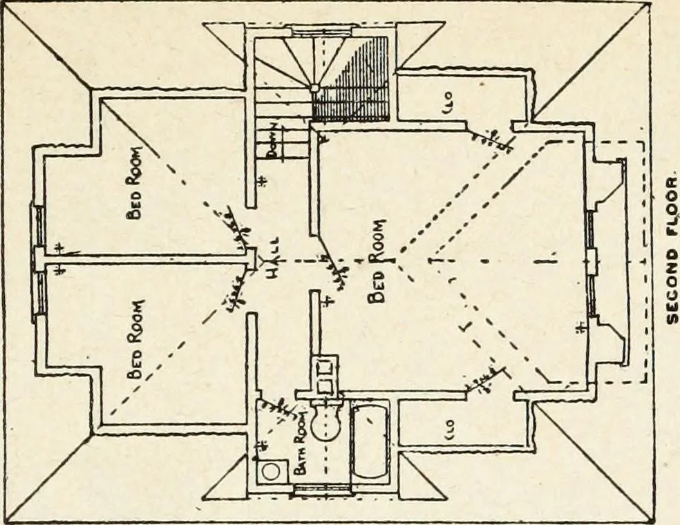 An illustration from Hodgson's low cost American homes; perspective views and floor plans of one hundred low and medium priced houses, 1905, leaf 166