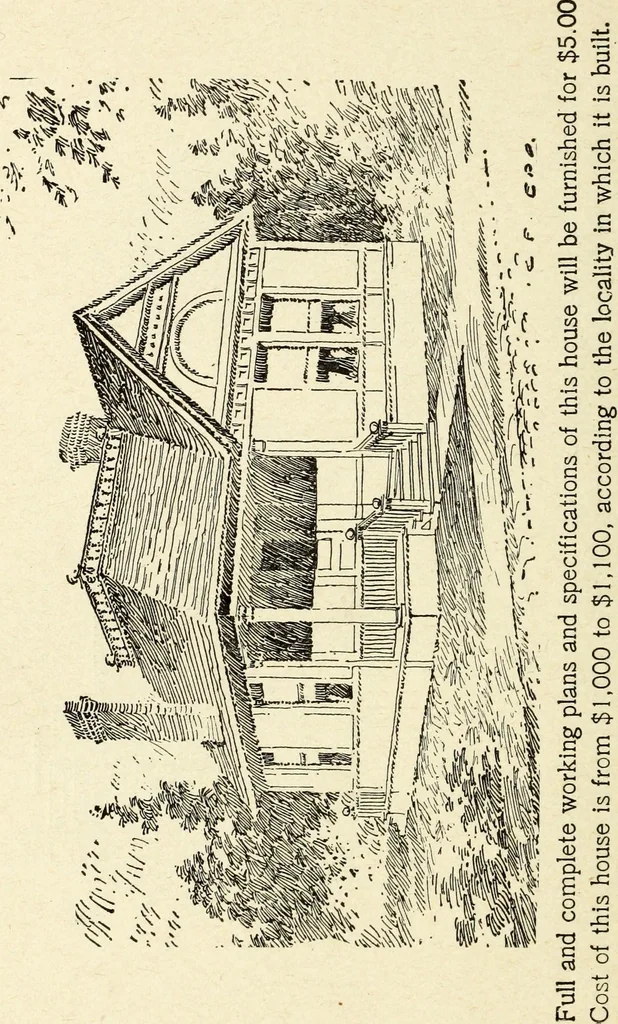 An illustration from Hodgson's low cost American homes; perspective views and floor plans of one hundred low and medium priced houses, 1905, leaf 171