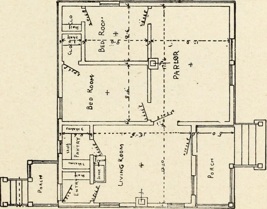 An illustration from Hodgson's low cost American homes; perspective views and floor plans of one hundred low and medium priced houses, 1905, leaf 172