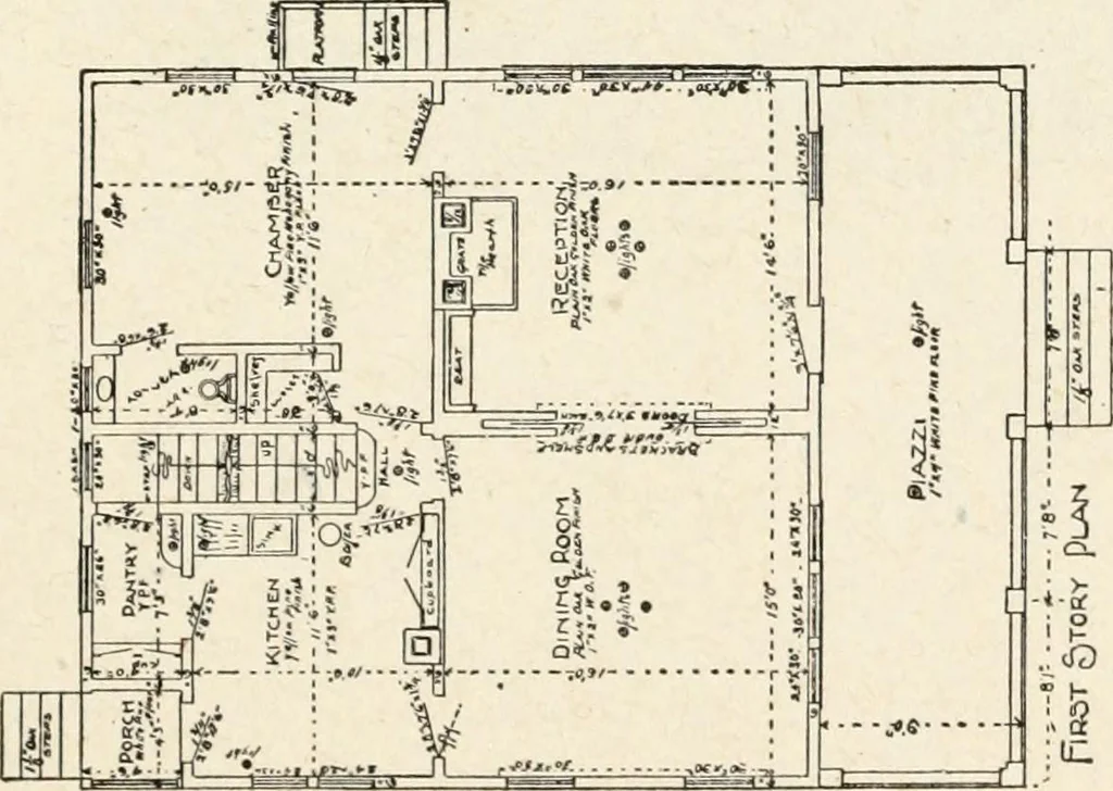 An illustration from Hodgson's low cost American homes; perspective views and floor plans of one hundred low and medium priced houses, 1905, leaf 174