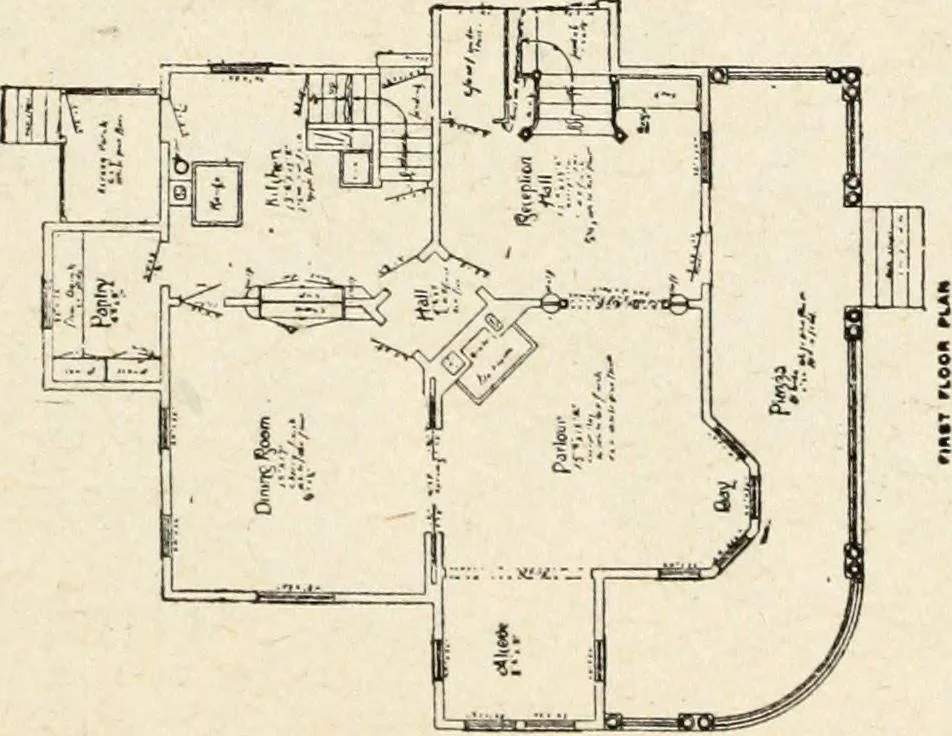 An illustration from Hodgson's low cost American homes; perspective views and floor plans of one hundred low and medium priced houses, 1905, leaf 176