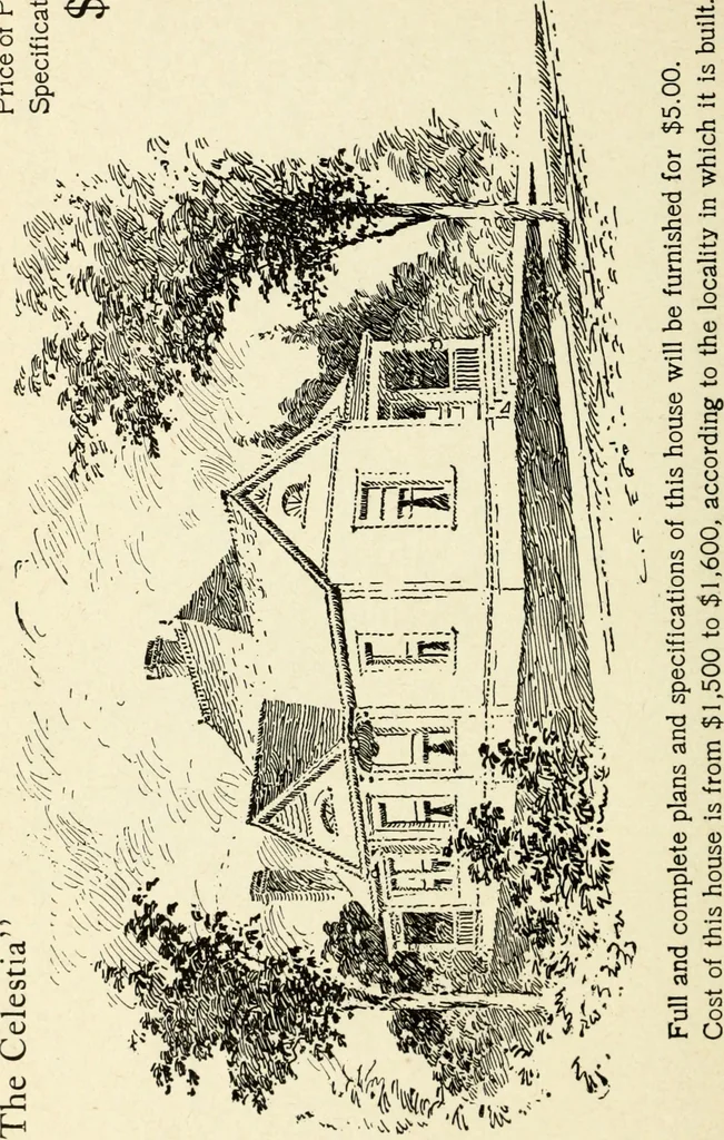 An illustration from Hodgson's low cost American homes; perspective views and floor plans of one hundred low and medium priced houses, 1905, leaf 177