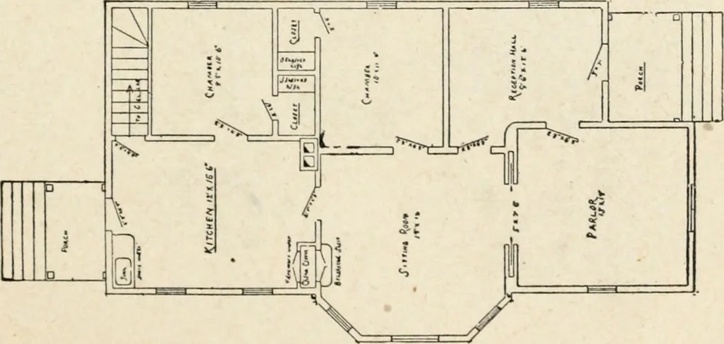 An illustration from Hodgson's low cost American homes; perspective views and floor plans of one hundred low and medium priced houses, 1905, leaf 178