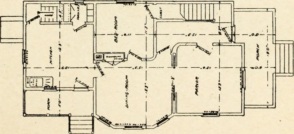 An illustration from Hodgson's low cost American homes; perspective views and floor plans of one hundred low and medium priced houses, 1905, leaf 180