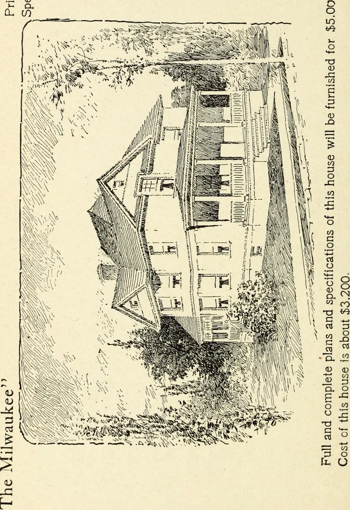 An illustration from Hodgson's low cost American homes; perspective views and floor plans of one hundred low and medium priced houses, 1905, leaf 181