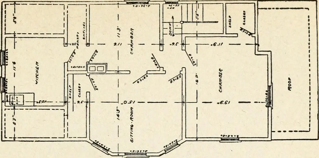 An illustration from Hodgson's low cost American homes; perspective views and floor plans of one hundred low and medium priced houses, 1905, leaf 182