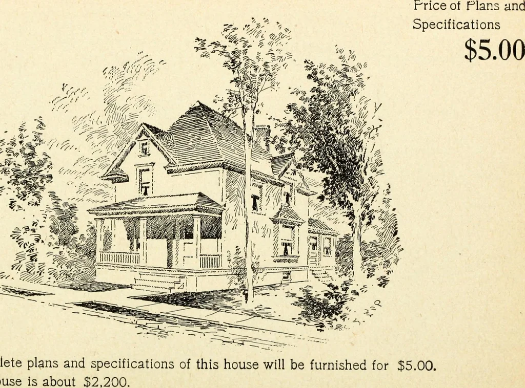 An illustration from Hodgson's low cost American homes; perspective views and floor plans of one hundred low and medium priced houses, 1905, leaf 183