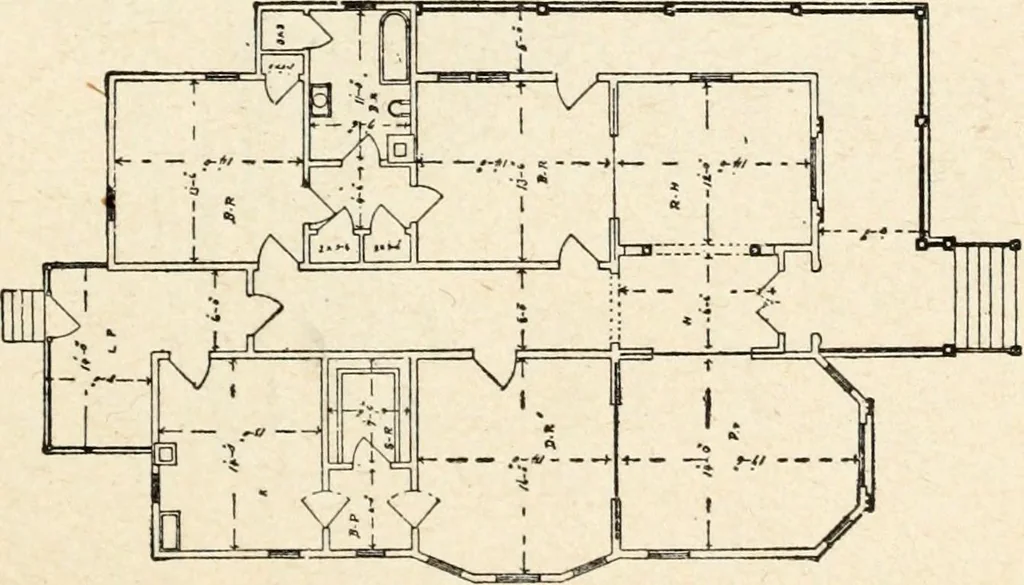 An illustration from Hodgson's low cost American homes; perspective views and floor plans of one hundred low and medium priced houses, 1905, leaf 188