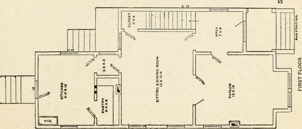 An illustration from Hodgson's low cost American homes; perspective views and floor plans of one hundred low and medium priced houses, 1905, leaf 190