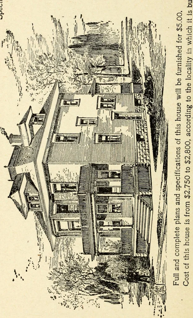 An illustration from Hodgson's low cost American homes; perspective views and floor plans of one hundred low and medium priced houses, 1905, leaf 191