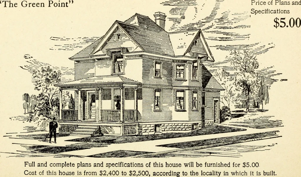 An illustration from Hodgson's low cost American homes; perspective views and floor plans of one hundred low and medium priced houses, 1905, leaf 193