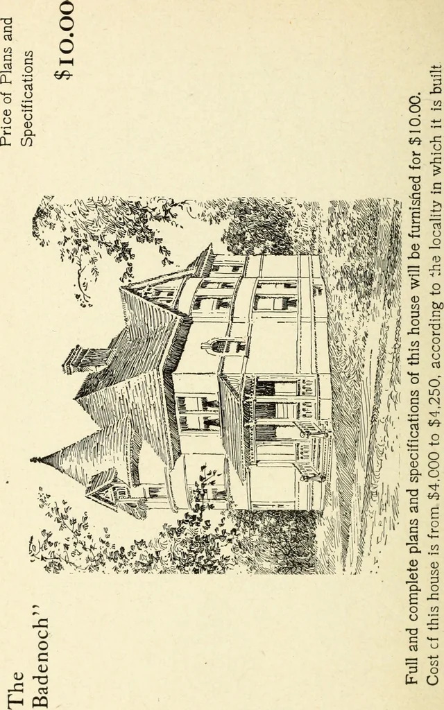 An illustration from Hodgson's low cost American homes; perspective views and floor plans of one hundred low and medium priced houses, 1905, leaf 195