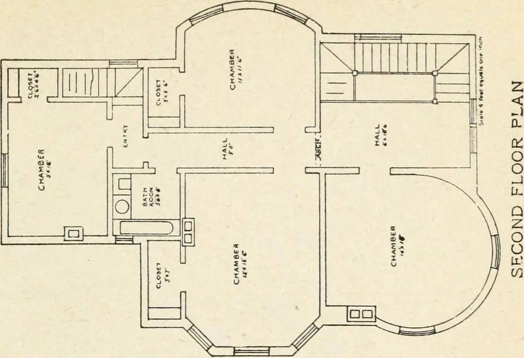 An illustration from Hodgson's low cost American homes; perspective views and floor plans of one hundred low and medium priced houses, 1905, leaf 196