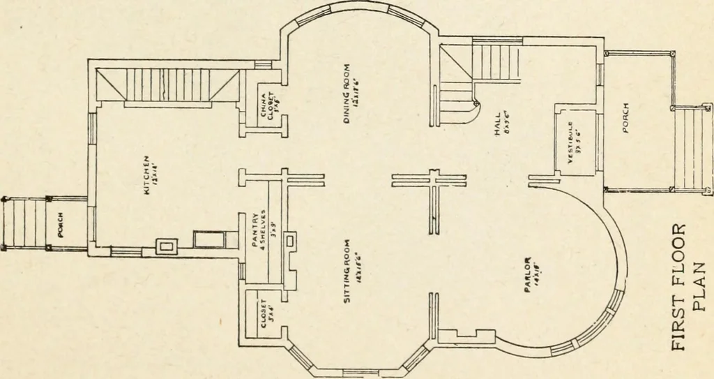 An illustration from Hodgson's low cost American homes; perspective views and floor plans of one hundred low and medium priced houses, 1905, leaf 196