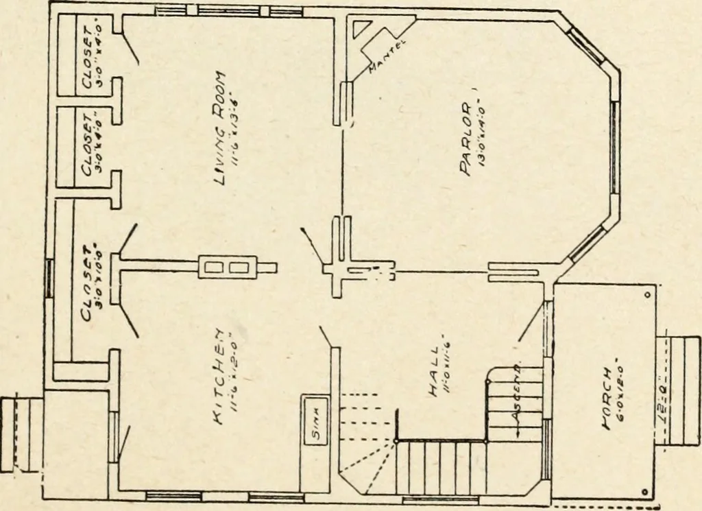 An illustration from Hodgson's low cost American homes; perspective views and floor plans of one hundred low and medium priced houses, 1905, leaf 198