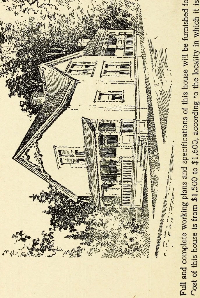 An illustration from Hodgson's low cost American homes; perspective views and floor plans of one hundred low and medium priced houses, 1905, leaf 201