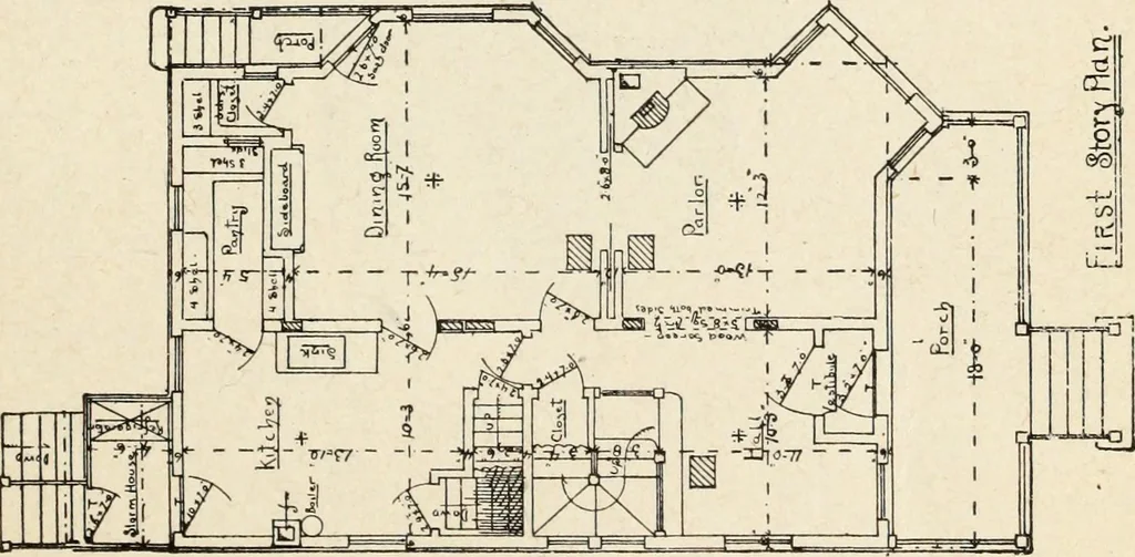 An illustration from Hodgson's low cost American homes; perspective views and floor plans of one hundred low and medium priced houses, 1905, leaf 204