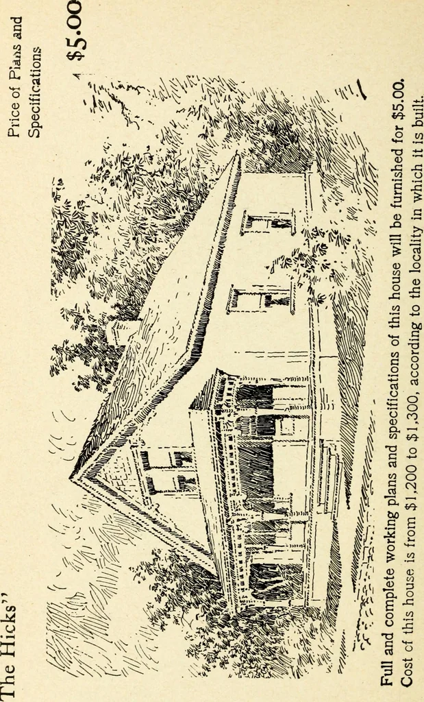 An illustration from Hodgson's low cost American homes; perspective views and floor plans of one hundred low and medium priced houses, 1905, leaf 209