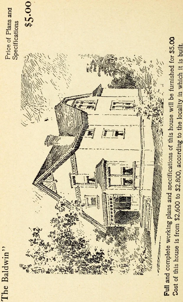 An illustration from Hodgson's low cost American homes; perspective views and floor plans of one hundred low and medium priced houses, 1905, leaf 213