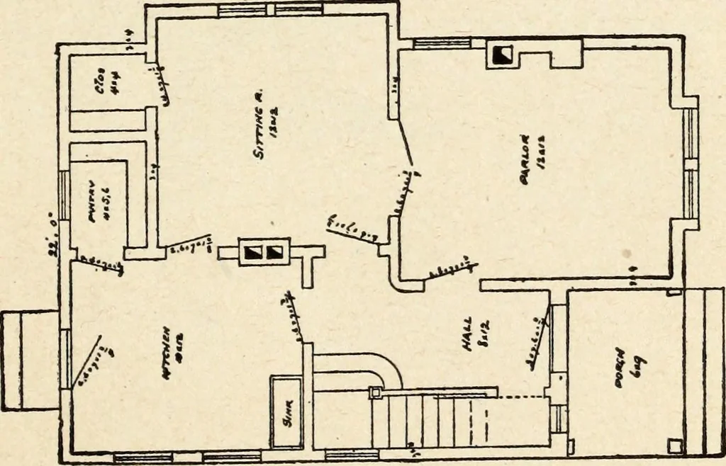 An illustration from Hodgson's low cost American homes; perspective views and floor plans of one hundred low and medium priced houses, 1905, leaf 214