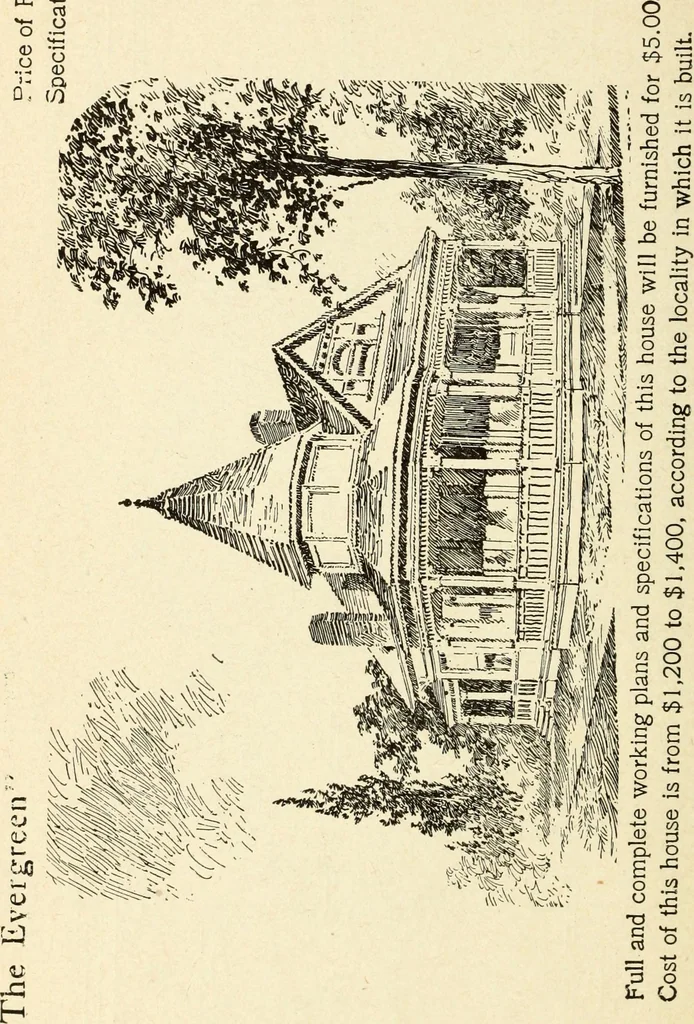 An illustration from Hodgson's low cost American homes; perspective views and floor plans of one hundred low and medium priced houses, 1905, leaf 215