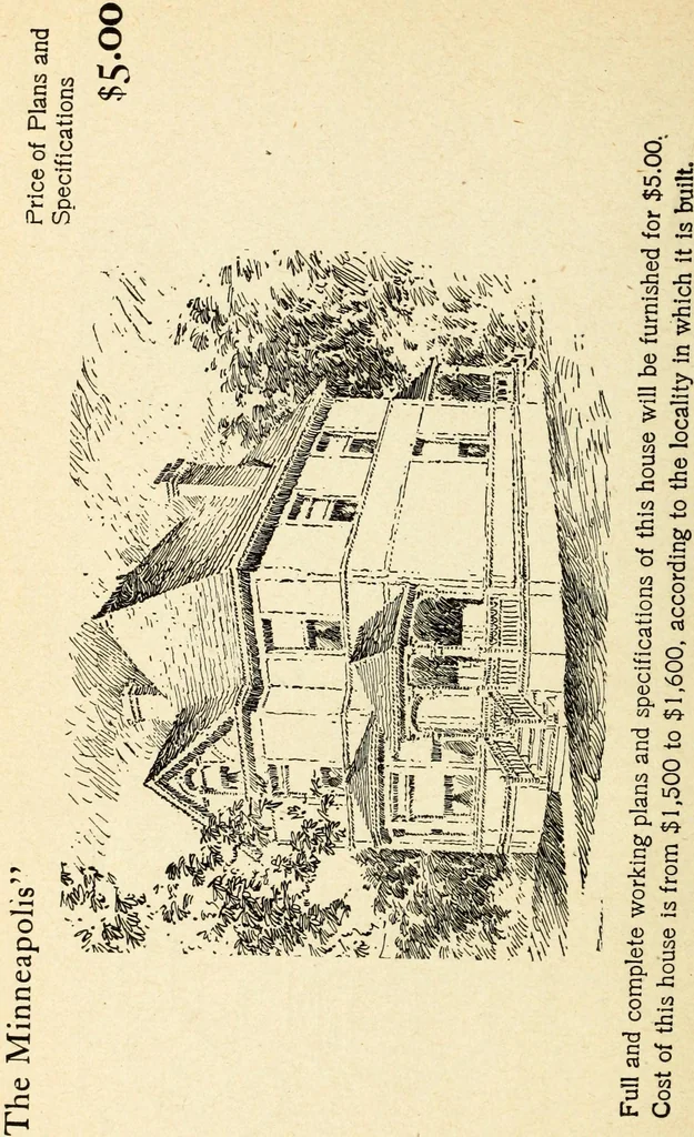 An illustration from Hodgson's low cost American homes; perspective views and floor plans of one hundred low and medium priced houses, 1905, leaf 217
