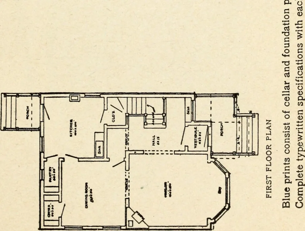 An illustration from Hodgson's low cost American homes; perspective views and floor plans of one hundred low and medium priced houses, 1905, leaf 218