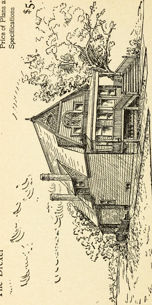 An illustration from Hodgson's low cost American homes; perspective views and floor plans of one hundred low and medium priced houses, 1905, leaf 221