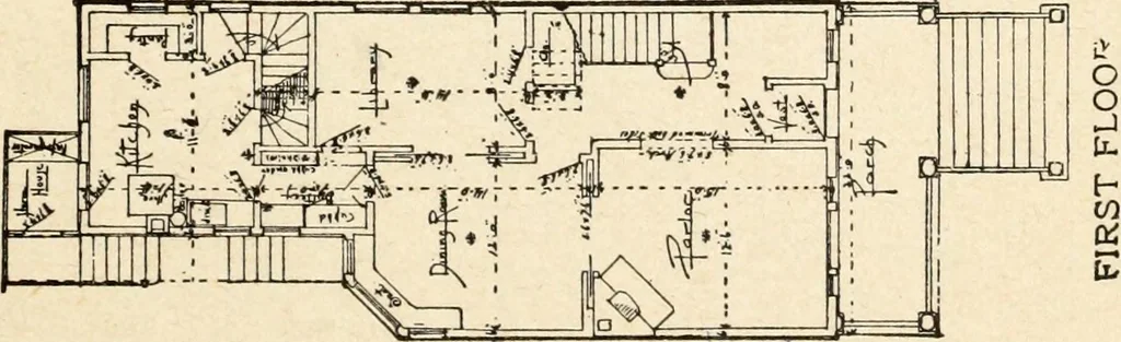 An illustration from Hodgson's low cost American homes; perspective views and floor plans of one hundred low and medium priced houses, 1905, leaf 222