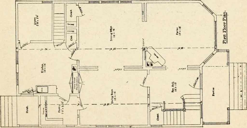 An illustration from Hodgson's low cost American homes; perspective views and floor plans of one hundred low and medium priced houses, 1905, leaf 224
