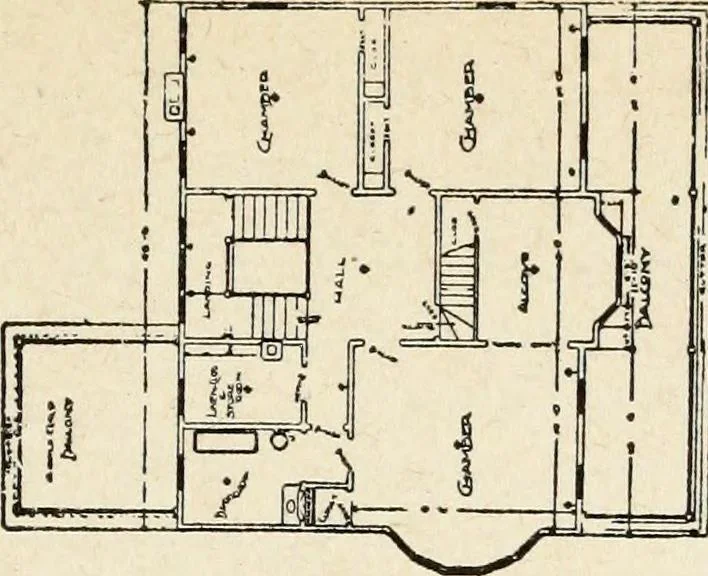 An illustration from Hodgson's low cost American homes; perspective views and floor plans of one hundred low and medium priced houses, 1905, leaf 228