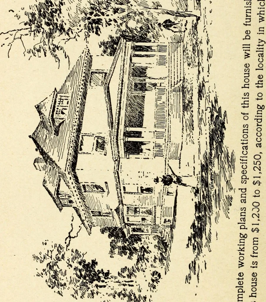 An illustration from Hodgson's low cost American homes; perspective views and floor plans of one hundred low and medium priced houses, 1905, leaf 229
