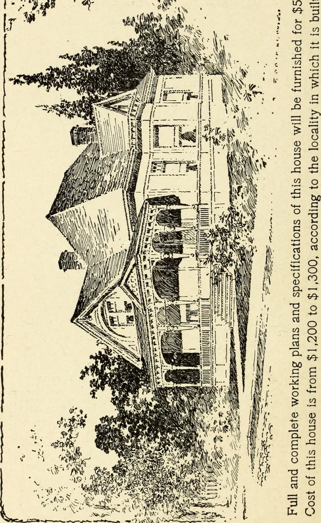 An illustration from Hodgson's low cost American homes; perspective views and floor plans of one hundred low and medium priced houses, 1905, leaf 231