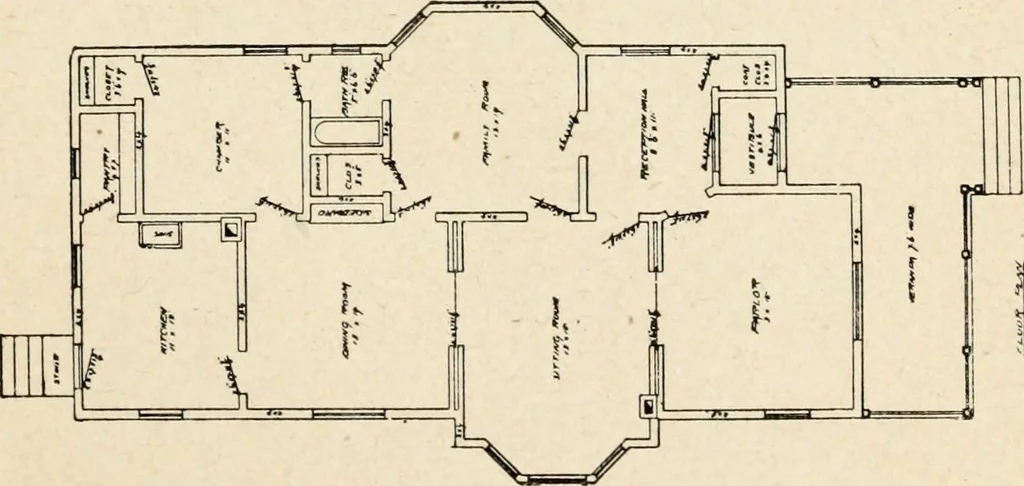 An illustration from Hodgson's low cost American homes; perspective views and floor plans of one hundred low and medium priced houses, 1905, leaf 232
