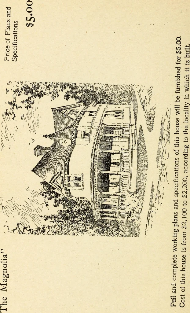 An illustration from Hodgson's low cost American homes; perspective views and floor plans of one hundred low and medium priced houses, 1905, leaf 233