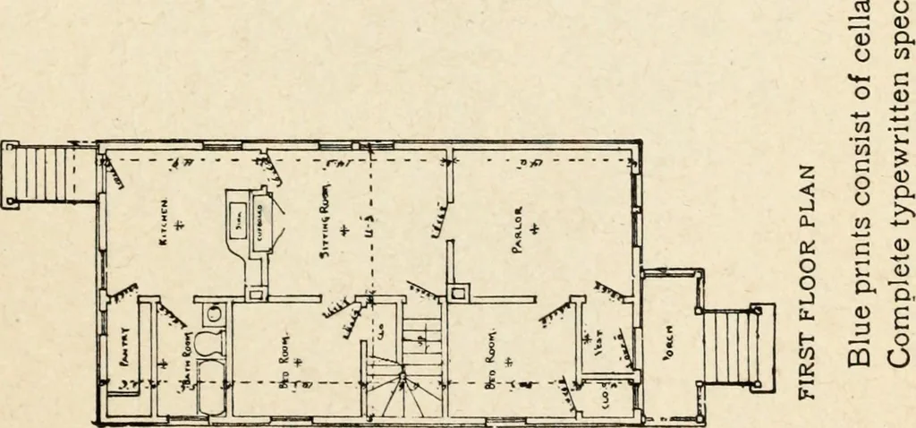 An illustration from Hodgson's low cost American homes; perspective views and floor plans of one hundred low and medium priced houses, 1905, leaf 236