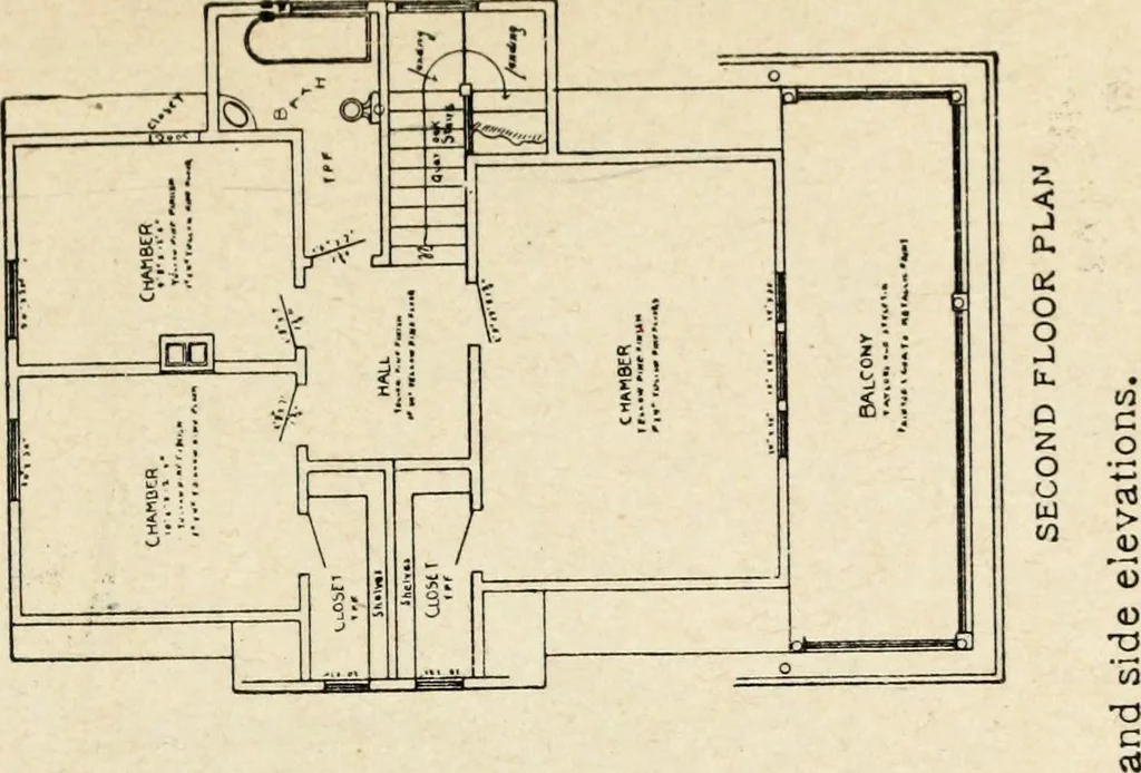 An illustration from Hodgson's low cost American homes; perspective views and floor plans of one hundred low and medium priced houses, 1905, leaf 32