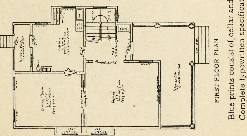 An illustration from Hodgson's low cost American homes; perspective views and floor plans of one hundred low and medium priced houses, 1905, leaf 32