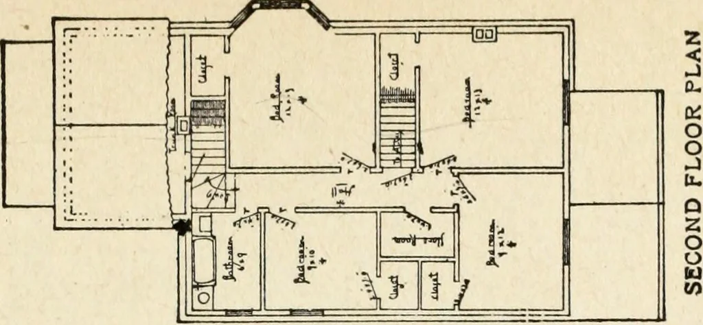 An illustration from Hodgson's low cost American homes; perspective views and floor plans of one hundred low and medium priced houses, 1905, leaf 38