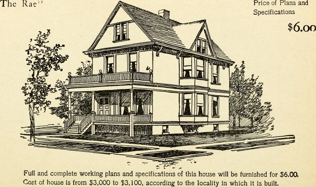 An illustration from Hodgson's low cost American homes; perspective views and floor plans of one hundred low and medium priced houses, 1905, leaf 41