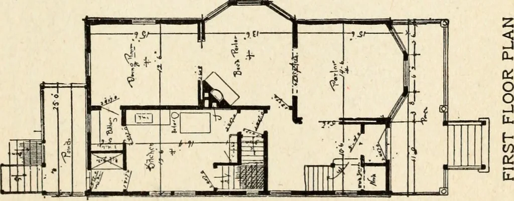 An illustration from Hodgson's low cost American homes; perspective views and floor plans of one hundred low and medium priced houses, 1905, leaf 42