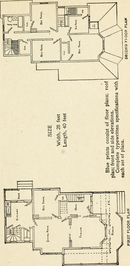 An illustration from Hodgson's low cost American homes; perspective views and floor plans of one hundred low and medium priced houses, 1905, leaf 46