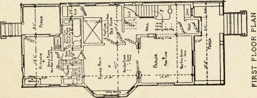 An illustration from Hodgson's low cost American homes; perspective views and floor plans of one hundred low and medium priced houses, 1905, leaf 48