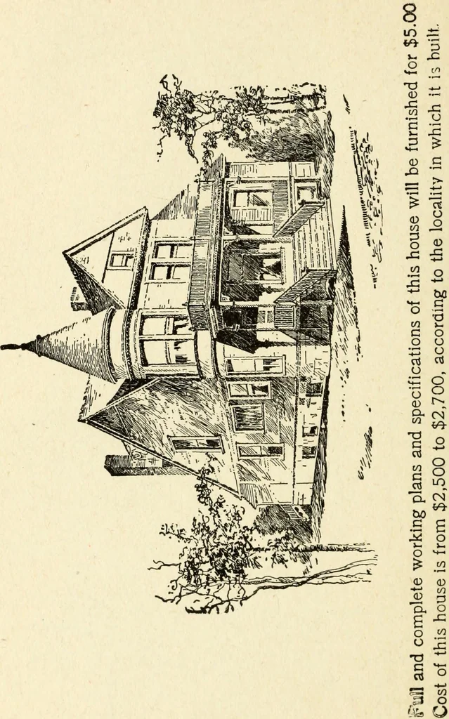 An illustration from Hodgson's low cost American homes; perspective views and floor plans of one hundred low and medium priced houses, 1905, leaf 49