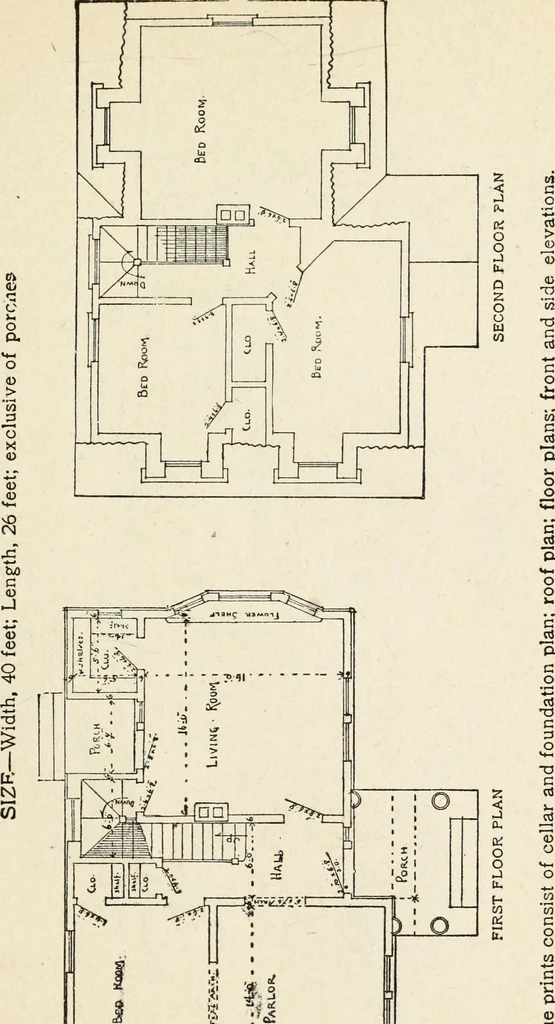 An illustration from Hodgson's low cost American homes; perspective views and floor plans of one hundred low and medium priced houses, 1905, leaf 52