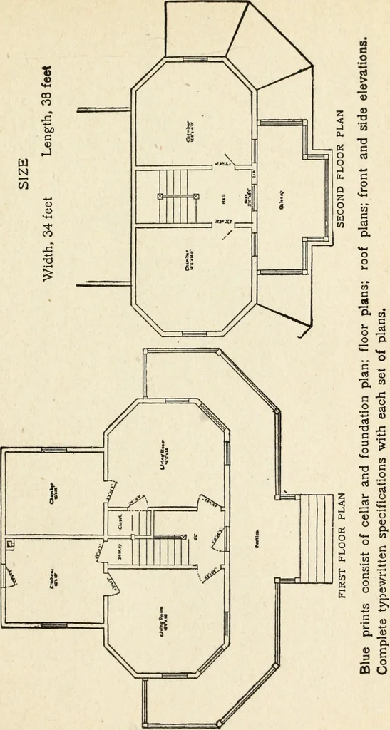 An illustration from Hodgson's low cost American homes; perspective views and floor plans of one hundred low and medium priced houses, 1905, leaf 54