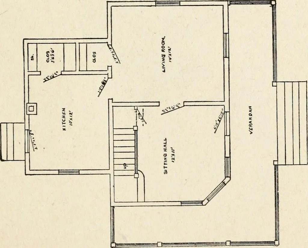 An illustration from Hodgson's low cost American homes; perspective views and floor plans of one hundred low and medium priced houses, 1905, leaf 56