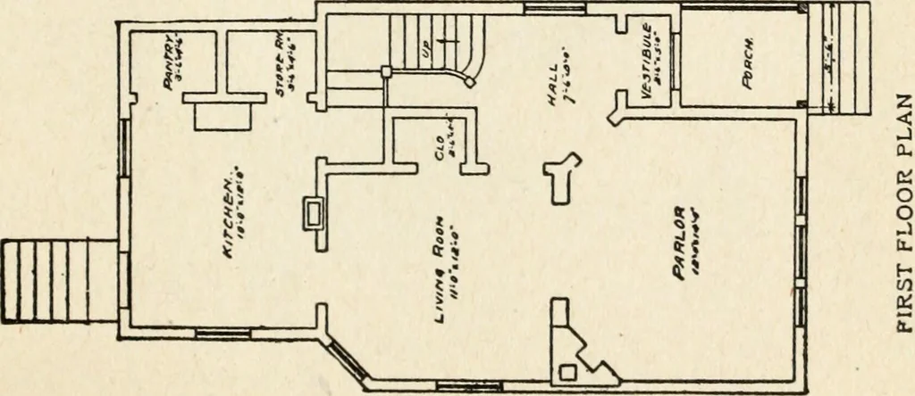 An illustration from Hodgson's low cost American homes; perspective views and floor plans of one hundred low and medium priced houses, 1905, leaf 58