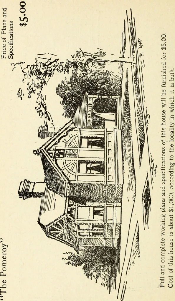An illustration from Hodgson's low cost American homes; perspective views and floor plans of one hundred low and medium priced houses, 1905, leaf 59