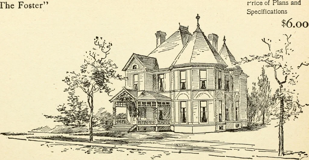 An illustration from Hodgson's low cost American homes; perspective views and floor plans of one hundred low and medium priced houses, 1905, leaf 61